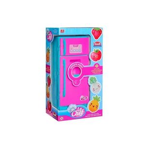 Geladeira C/ Acessórios Luz Som Rosa Brinquedo 33cm Moderna