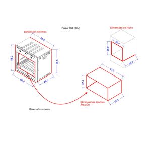 Forno Elétrico Embutir Fogatti E60 Inox 60L - Inox