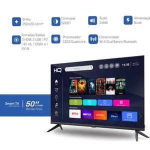 Smart TV HQ 50\" UHD Tela Sem Bordas Android 13 Design Slim HQS50NKHM"