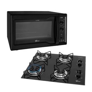 Cooktop 4 Bocas Fischer Aramado e Forno Elétrico 44 Litros Pop Grill 220 Volts