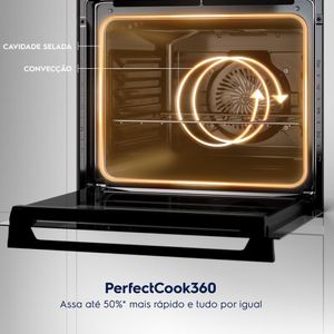 Forno Elétrico de Embutir Electrolux 80 Litros Efficient com PerfectCook360 Preto OE8EH 220V