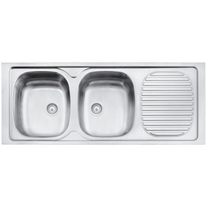 Pia de Apoio Tramontina Stratta 2C 34 R em Aço Inox 120 x 50 cm com 2 Cubas