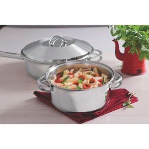 Frigideira Tramontina em Aço Inox com Fundo Triplo Tampa Cabo e Alça 28 cm 4,8 L