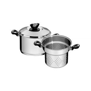 Jogo Cozi-Pasta Tramontina Solar Baquelite em Aço Inox Fundo Triplo 2 Peças 20 cm