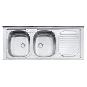 Pia de Apoio Tramontina Stratta 2C 34 EX em Aço Inox 120 x 50 cm com 2 Cubas