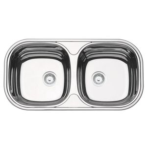 Cuba Tramontina Isis 2C 34 BS em Aço Inox Alto Brilho 78 x 40 cm Prime com Válvulas