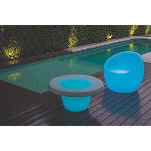 Mesa de Centro 80x39 cm Cona Lumiere Transparente Iluminada com Lâmpada Led em Polietileno Tramontina 92720111