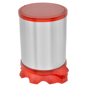 Lixeira Inox Tramontina Sofie Inox Scotch Brite e Detalhes em Plástico Translúcido Vermelho com Pedal 5 L