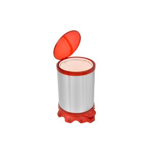 Lixeira Inox Tramontina Sofie Inox Scotch Brite e Detalhes em Plástico Translúcido Vermelho com Pedal 5 L