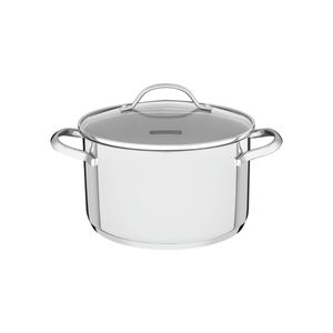 Jogo de Panelas Tramontina Una Aço Inox Fundo Triplo Tampas de Vidro 3 Peças