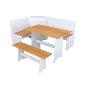 Conjunto Canto Alemão em Madeira Maciça Branco Natural Elliottiis