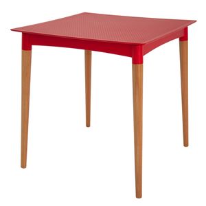 Mesa Tramontina Laura Rattan 70 cm em Polipropileno Vermelho com Pernas de Madeira