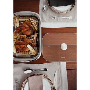 Kit para Assar e Servir Tramontina Cosmos em Aço Inox com Tampa de Vidro 4 Peças