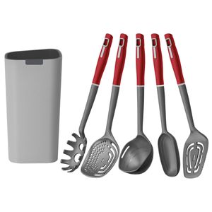 Jogo de Utensílios Tramontina Verano com Suporte Vermelho 6 Peças