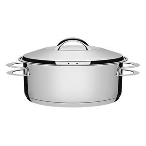 Caçarola Tramontina Solar Rasa em Aço Inox Fundo Triplo com Tampa e Alças 28 cm 7,1 L