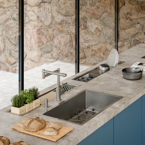 Cuba de Embutir/Sobrepor Bistrô Docol 70x40x20 cm Aço Inox Escovado com Acessórios