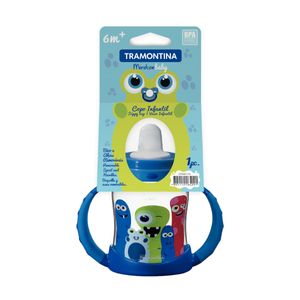 Copo Infantil Tramontina Monsterbaby em Polipropileno com Bico de Silicone Azul