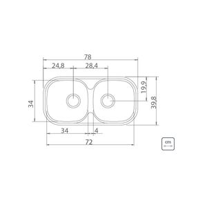 Cuba Dupla Retangular 2C 34 BS Inox 78x39 cm Acetinado Prime com Válvula 4,5 Tramontina 94032102