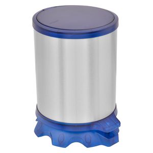 Lixeira Inox Tramontina Sofie Inox Scotch Brite e Detalhes em Plástico Translúcido Azul com Pedal 5 L