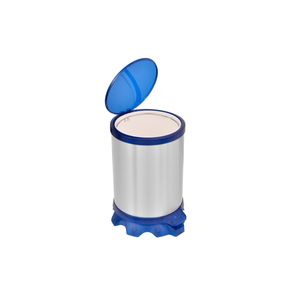 Lixeira Inox Tramontina Sofie Inox Scotch Brite e Detalhes em Plástico Translúcido Azul com Pedal 5 L