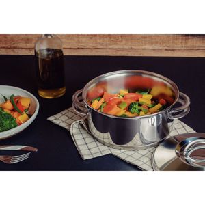 Caçarola Tramontina Solar Rasa em Aço Inox Fundo Triplo com Tampa e Alças 20 cm 2,9 L