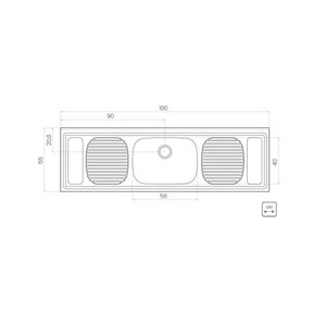 Pia de Apoio Tramontina Filo 56 Plus em Aço Inox 180 x 55 cm Standard