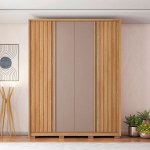Guarda Roupa Solteiro Apollo 4 Portas 3 Gavetas Caemmun - Buriti / fendi