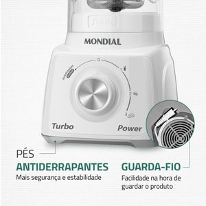 Liquidificador Turbo Power Mondial Branco e Cinza 550W L-99 WG