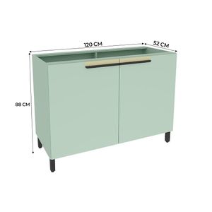 Balcão de Cozinha Grande Herval Manhattan, 2 Portas, Verde Bali, 120 cm