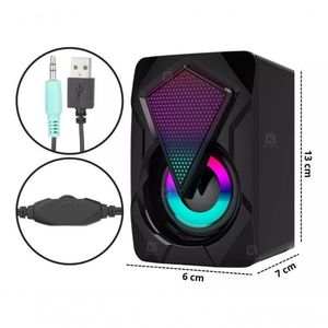 Caixa Caixinha De Som Gamer Rgb Para Pc Notebook Tv 6w Kp-ro800
