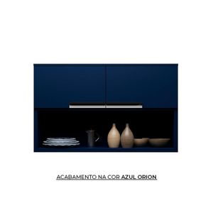 Armário Aéreo de Cozinha Com Nicho Herval Manhattan, MDP, 2 Portas, Azul Orion