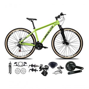 Bicicleta Aro 29 Absolute Nero 5 Shimano Altus 24v Freios Hidráulicos Garfo Com Trava Pneu Com Faixa Verde Tam 15