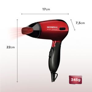Secador Maxis Travel Mondial Vermelho e Preto 1200W SC-10