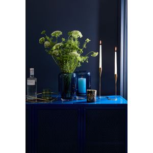 Porta Vela Flourish Vidro Azul - A/CASA