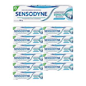 Kit Creme Dental Sensodyne Sensibilidade & Esmalte Menta 100g com 12 unidades
