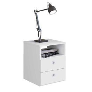 Mesa de Cabeceira Com 2 Gavetas e 1 Prateleira Tókio Art in Móveis - Branco
