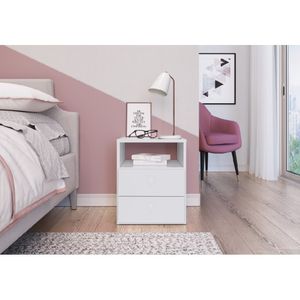Mesa de Cabeceira Com 2 Gavetas e 1 Prateleira Tókio Art in Móveis - Branco