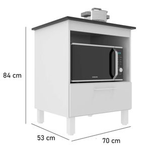 Balcão para Cooktop Standart 4 Bocas 1 Porta MDP J Carvalho - Branco/Tampo preto
