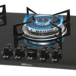 Cooktop a Gás 5 bocas Tripla Vidro Fischer - Preto
