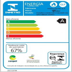 Cooktop a Gás 5 bocas Mesa Vidro Fischer 1642 - Preto