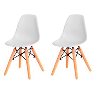 Kit com 2 Cadeira Flórida Kids Com Assento em Polipropileno e Base Madeira Fratini - Branco