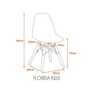 Cadeira Flórida Kids Sem Braço Com Assento em Polipropileno e Base Madeira Fratini - Rosa