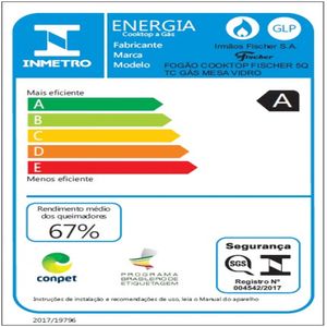 Cooktop a Gás 5 bocas Tripla Vidro Fischer - Vermelho