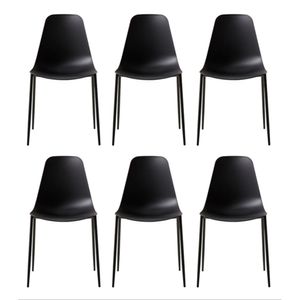 Kit 6 Cadeiras Miami Com Assento em Polipropileno e Base em Aço Pintado Fratini - Preto