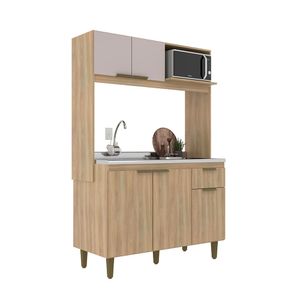 Cozinha Compacta Júlia 120cm J Carvalho - Dourado/Fume
