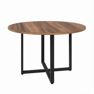 Mesa Circular Office 120cm Pé Quadro Web Office - Nogal/Preto