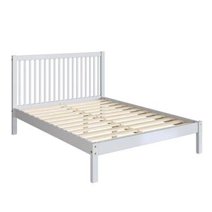 Cama de Casal Lucy de Madeira Maciça com Lastro - Branco