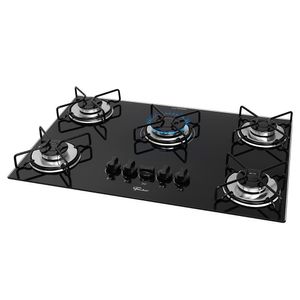 Cooktop a Gás 5 Bocas Fit Line Trempe Esmaltada Aramado Fischer - Preto