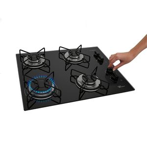 Cooktop a Gás 4 Bocas Fit Line Trempe Esmaltada Aramado Fischer - Preto