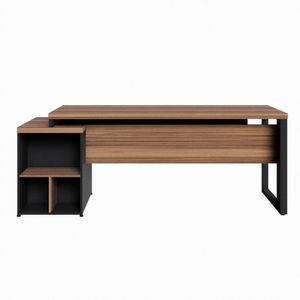 Mesa Diretor Office 170/192cm com Gaveteiro Pé Quadro Web Office - Nogal/Preto